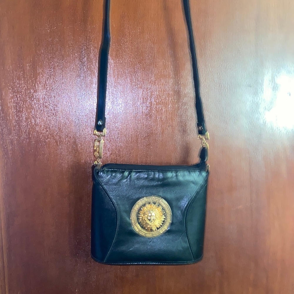 Vintage SUN Black Leather Crossbody Bag